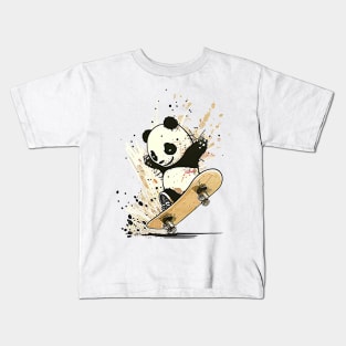 Skateboarding panda Kids T-Shirt